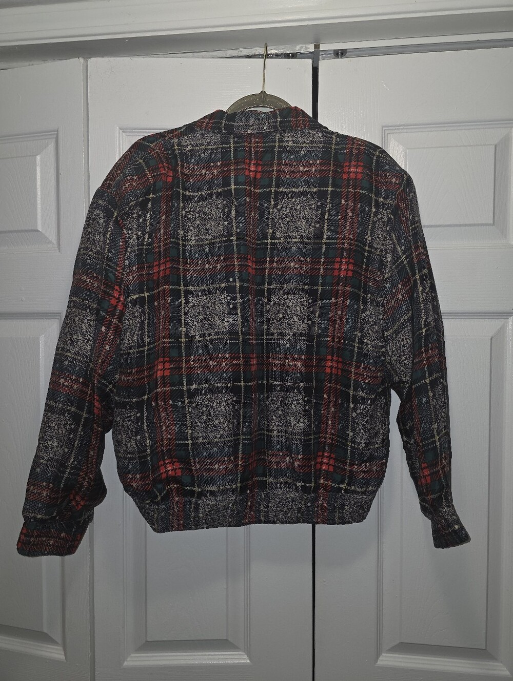 Vintage Bogari 100% Silk Shell Plaid Zip Up Jacket Size S - Picture 5 of 6